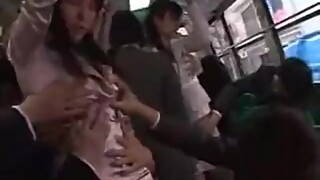 Two japanese wifes businesswoman groped and fuck in bus
